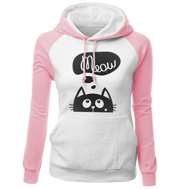 CAT MEOW Printed Hoodie