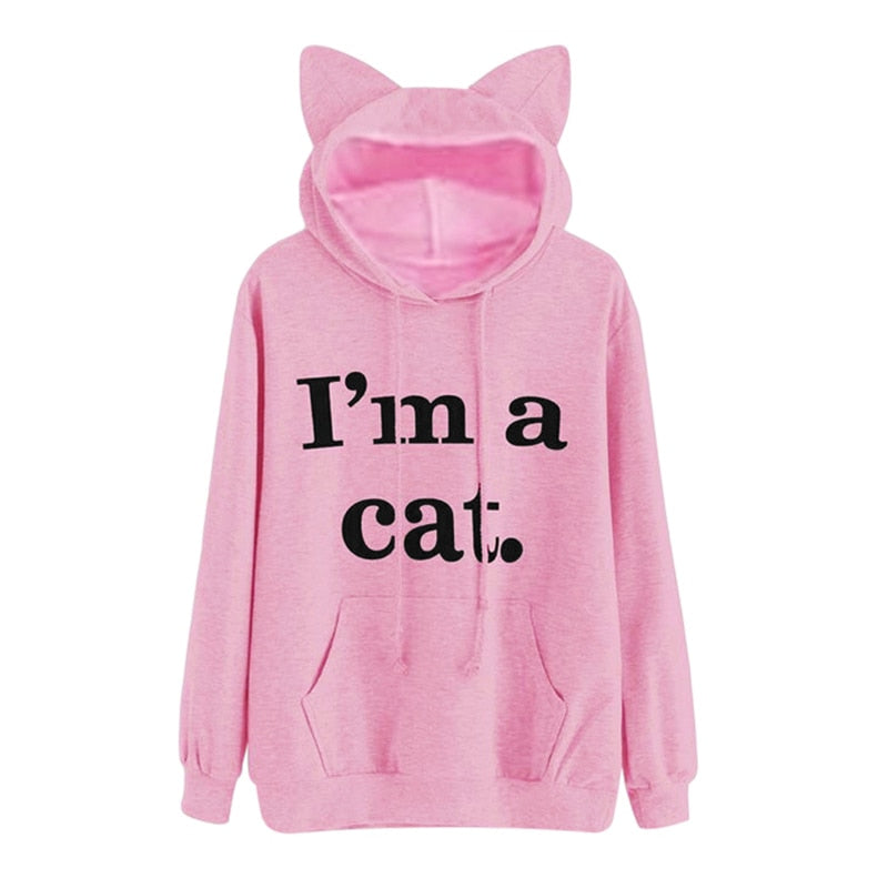 I AM A CAT Printed Hoodie