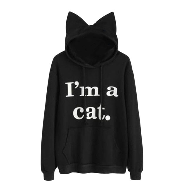 I AM A CAT Printed Hoodie