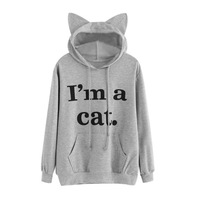 I AM A CAT Printed Hoodie