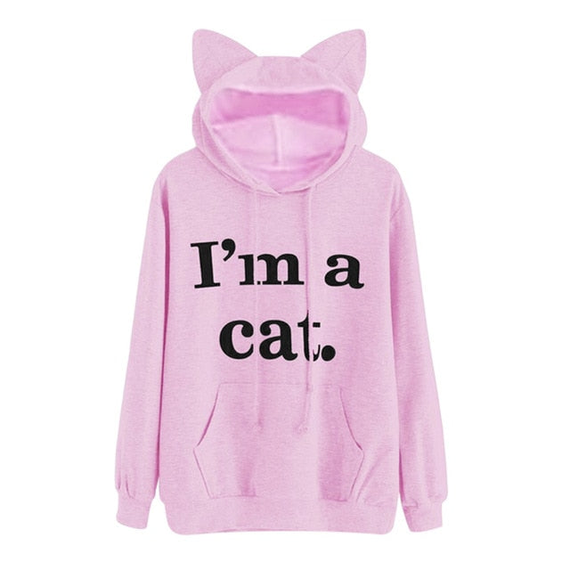 I AM A CAT Printed Hoodie