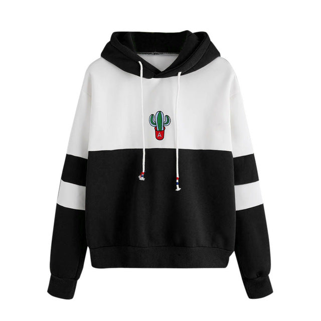 Cactus Embroidery Female Hoodie