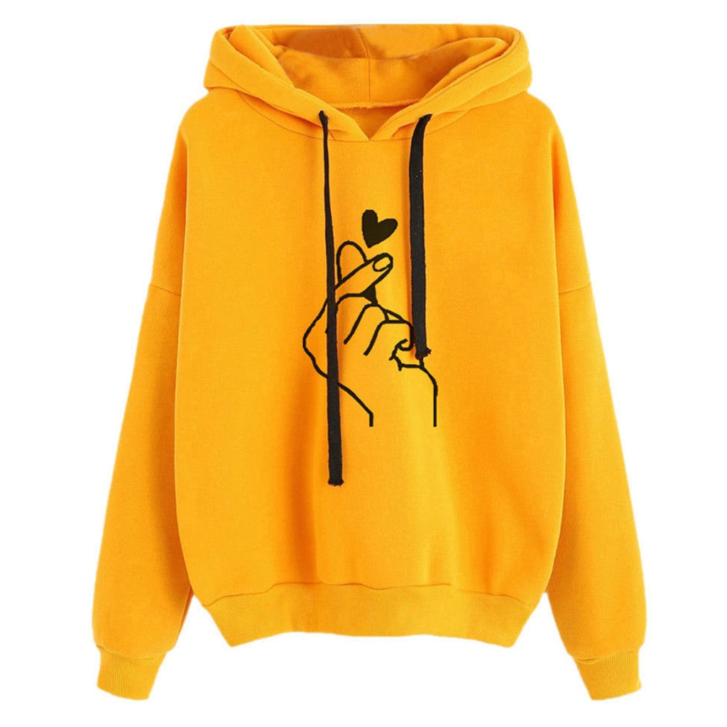 Love Heart Printed Women Hoodies