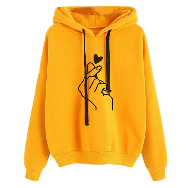 Love Heart Printed Women Hoodies