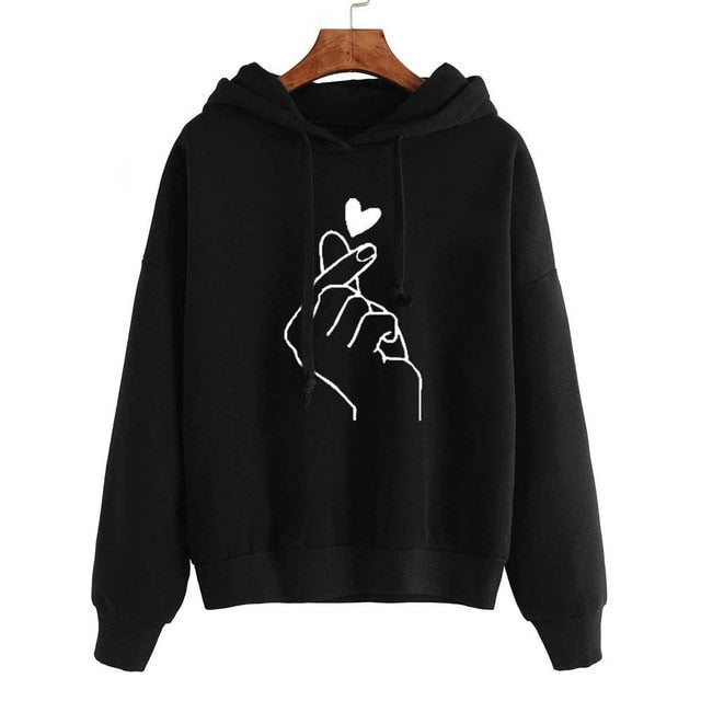 Love Heart Printed Women Hoodies
