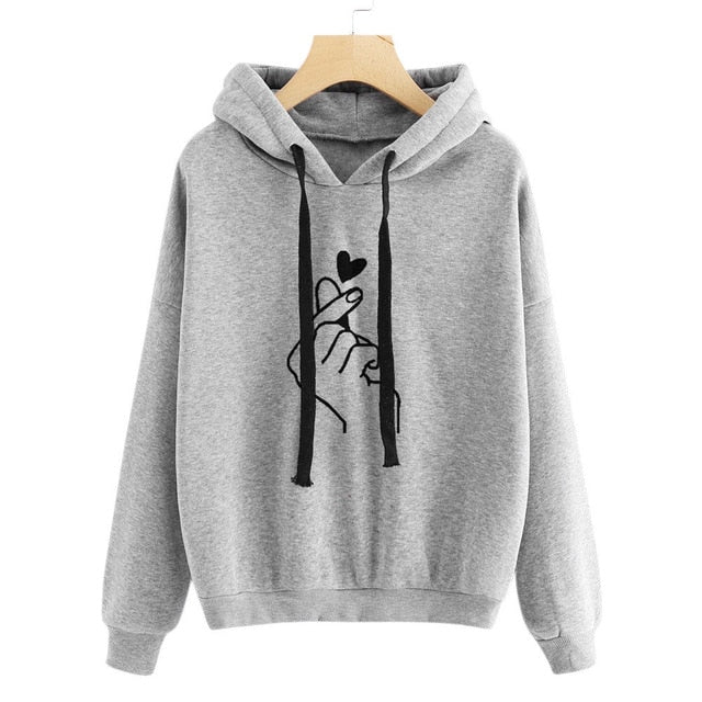 Love Heart Printed Women Hoodies